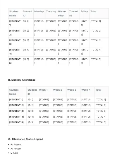 Free Class Attendance Roster Template to Edit Online
