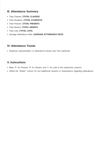 Free Class Attendance Roster Template to Edit Online
