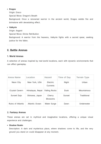 Free Fighting Game Roster Template to Edit Online | Template.net to Edit Online