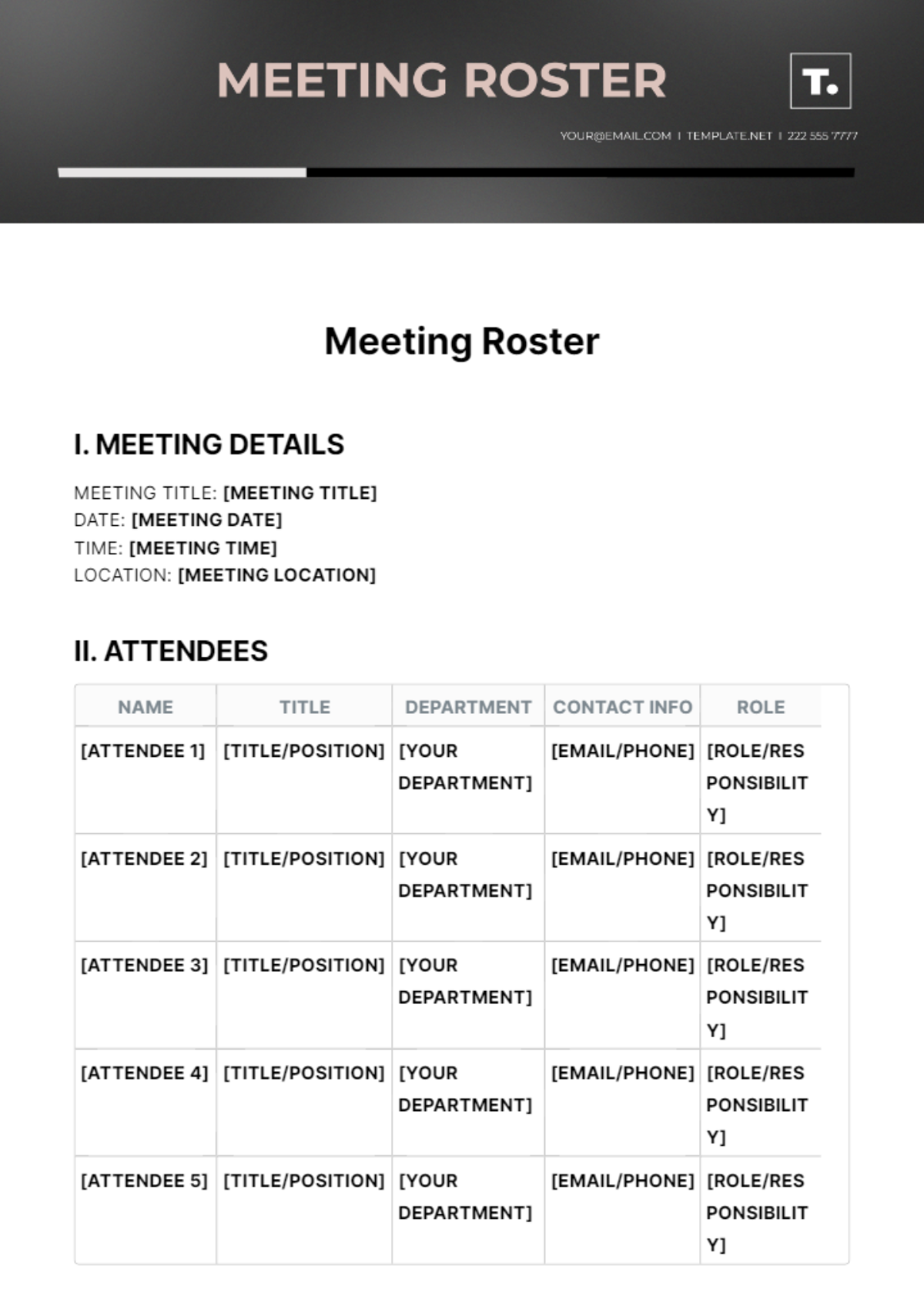 Meeting Roster Template - Edit Online & Download