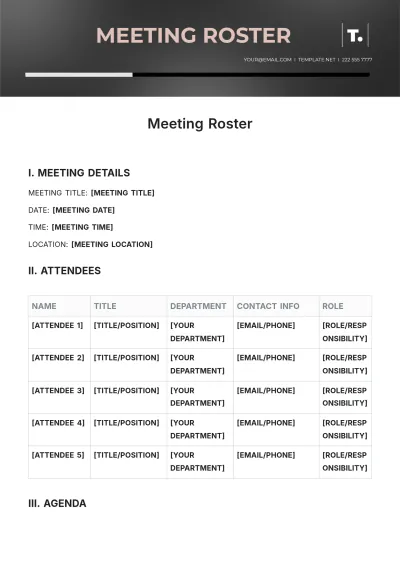 Free Meeting Roster Template to Edit Online