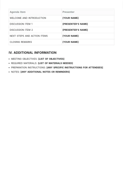Free Meeting Roster Template to Edit Online