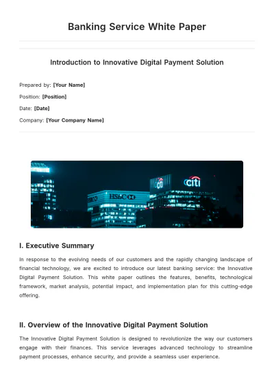 Free Banking Service White Paper Template to Edit Online