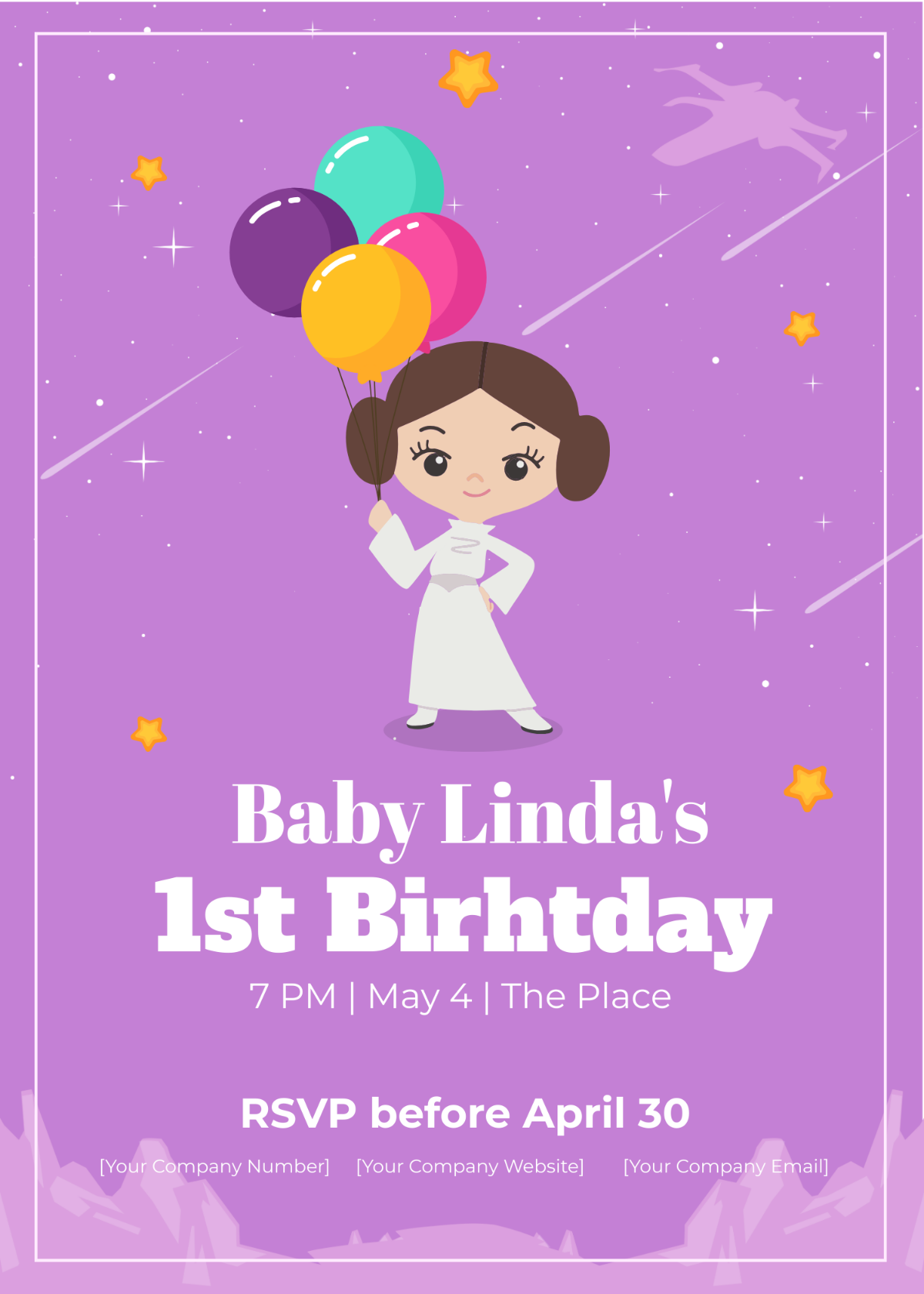 Star Wars Baby Girl Invitation