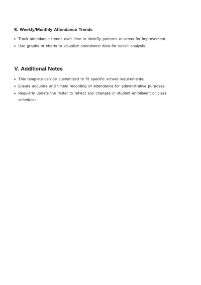 Free School Attendance Roster Template to Edit Online