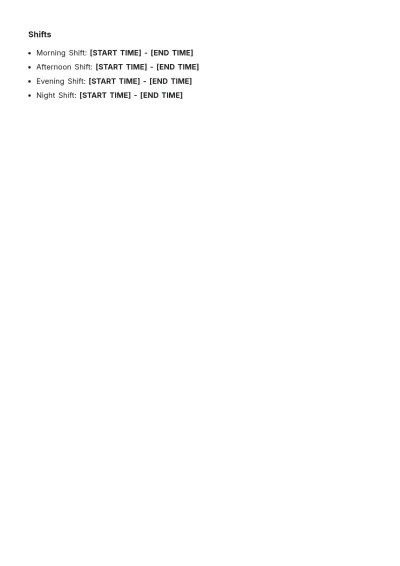 Free Staff Shift Roster Template to Edit Online