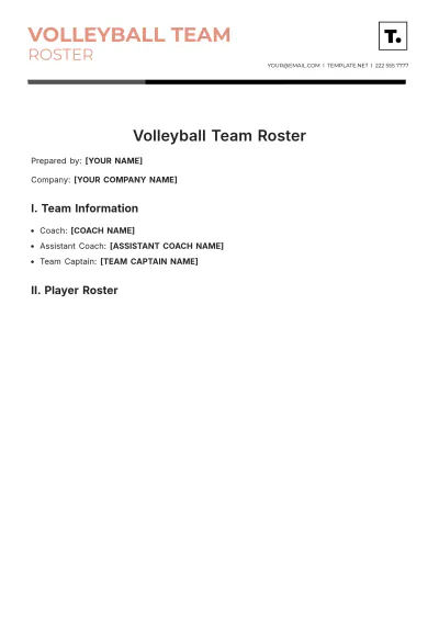 Free Volleyball Team Roster Template to Edit Online