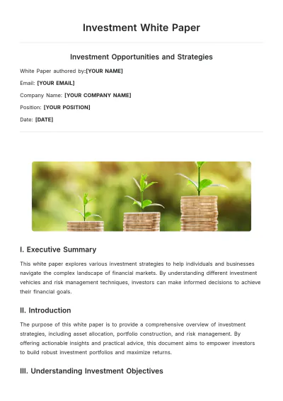 Free Investment White Paper Template to Edit Online