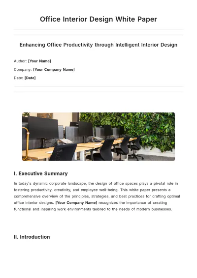 Free Office Interior Design White Paper Template to Edit Online