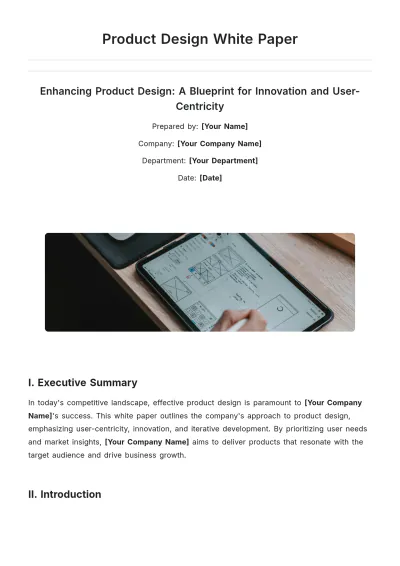 Free Product Design White Paper Template to Edit Online