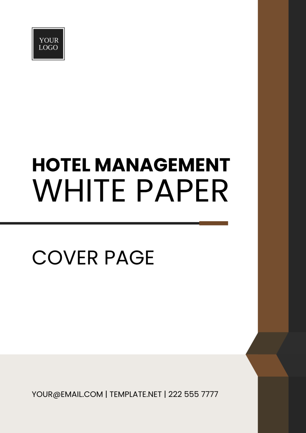 Hotel Management White Paper Cover Page Template