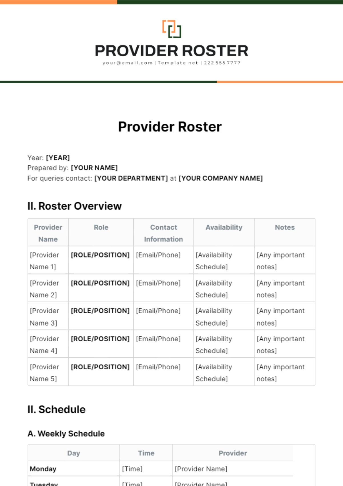 Provider Roster Template - Edit Online & Download