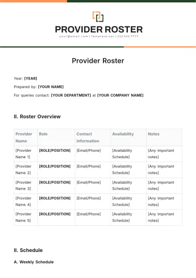 Free Provider Roster Template to Edit Online