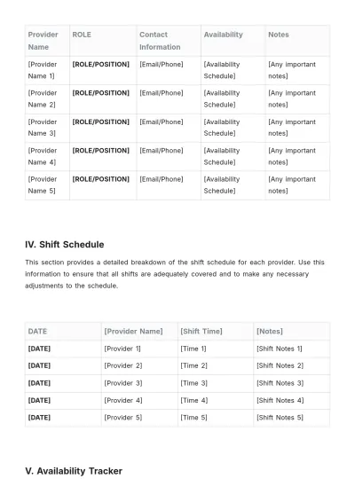Free Provider Roster Template to Edit Online