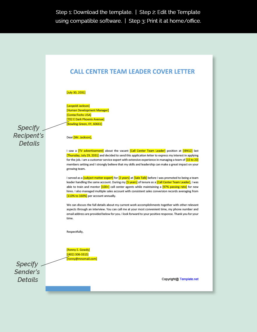 team lead cover letter examples