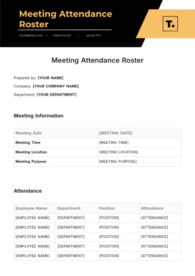 Free Meeting Attendance Roster Template to Edit Online