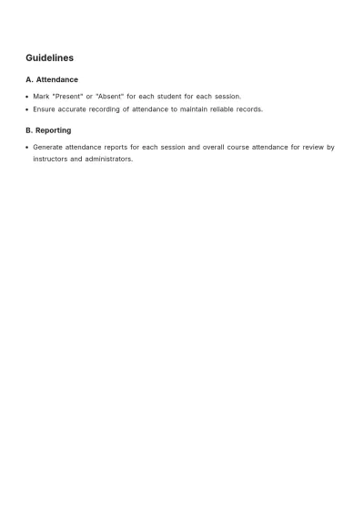 Free Course Attendance Roster Template to Edit Online