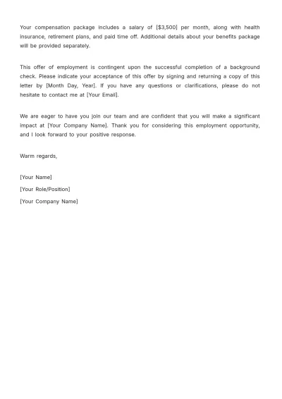 Free Travel Agency Employment Letter Template to Edit Online