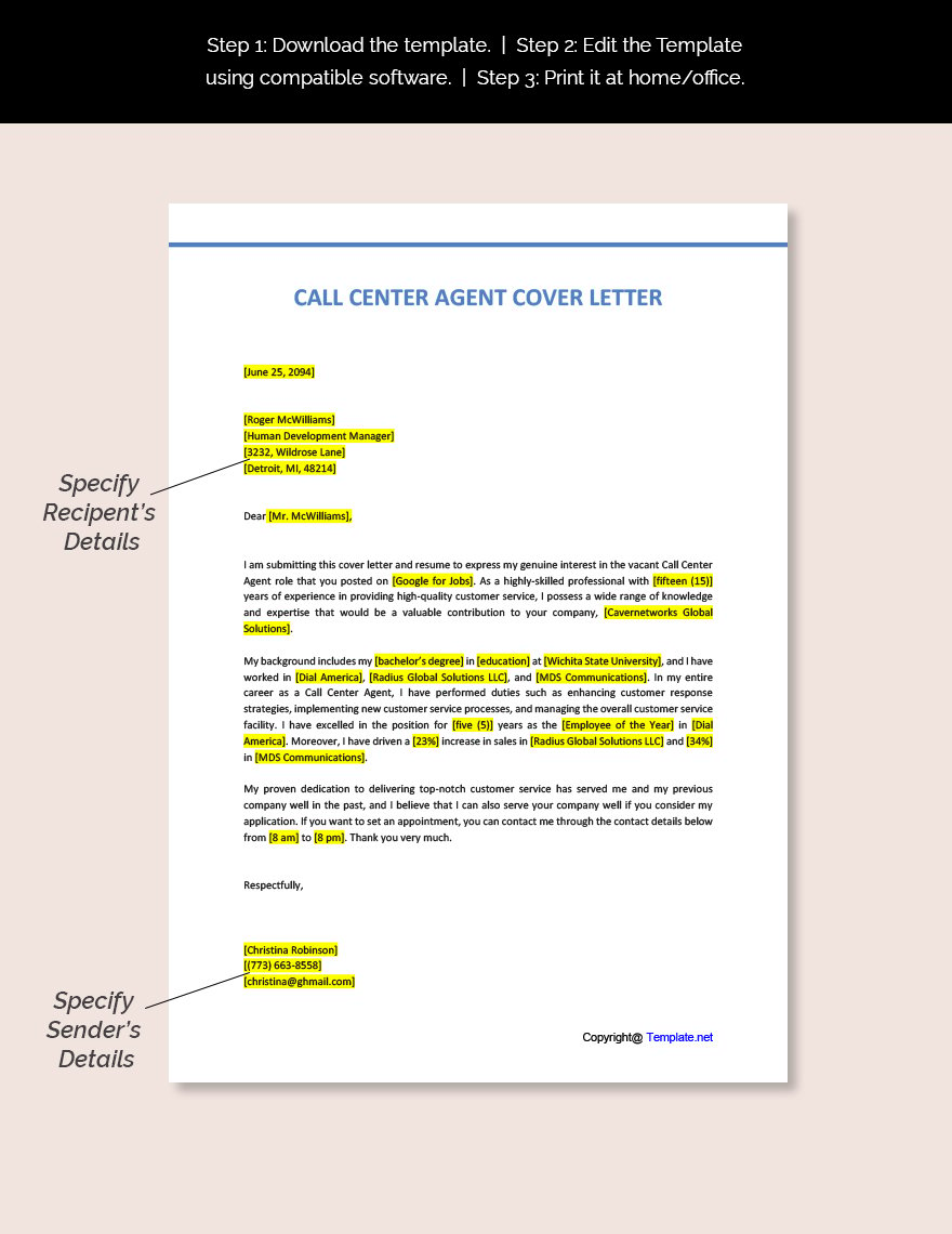 call center agent entry level cover letter
