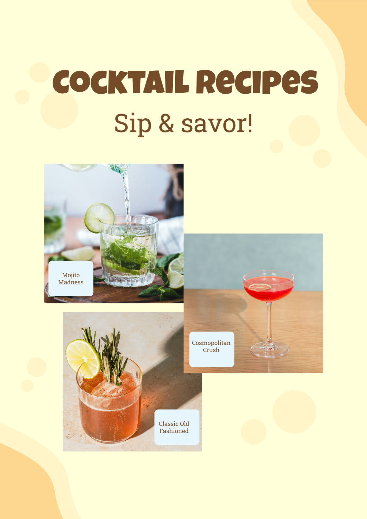 Free Cocktail Recipes Photo Collage Template