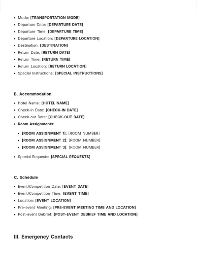 Free Travel Team Roster Template to Edit Online