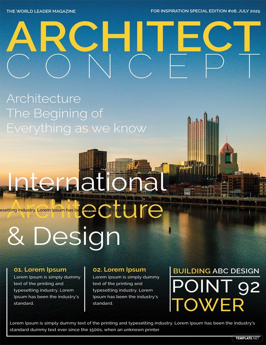 Architect Magazine Cover Page Template in Word, Illustrator, PSD, Apple Pages, Publisher, InDesign