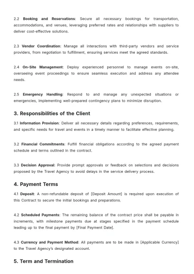 Free Travel Agency Event Management Contract Template to Edit Online