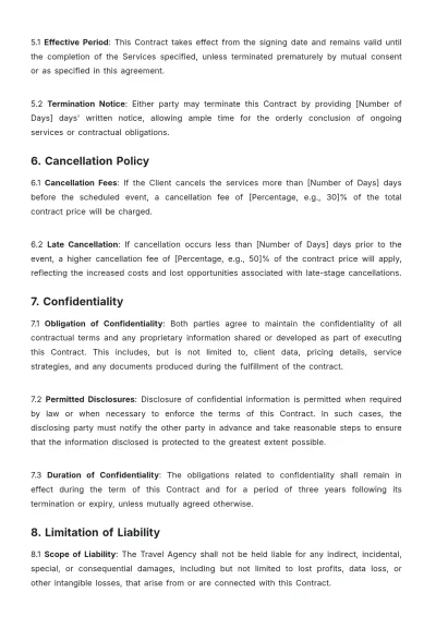 Free Travel Agency Event Management Contract Template to Edit Online