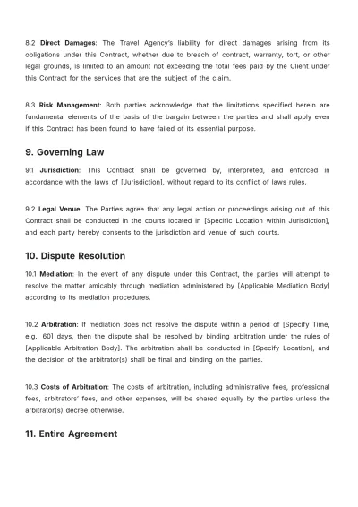 Free Travel Agency Event Management Contract Template to Edit Online