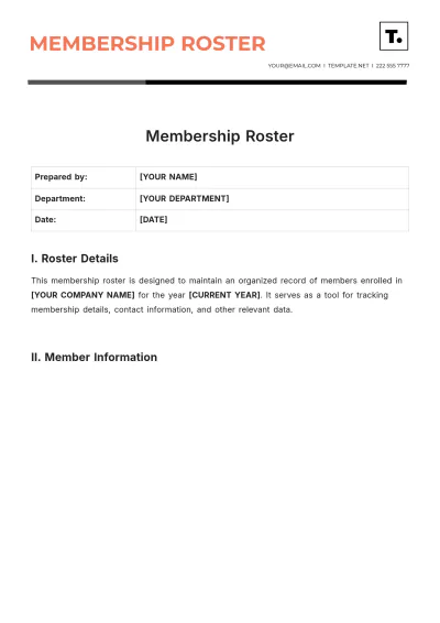Free Membership Roster Template to Edit Online