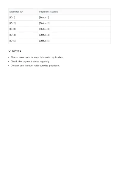 Free Membership Roster Template to Edit Online