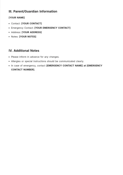 Free Babysitter Roster Template to Edit Online