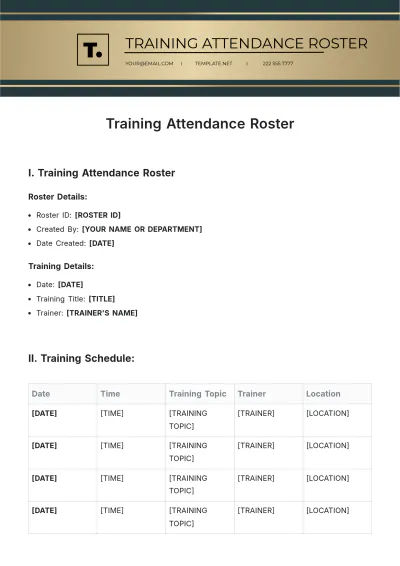 Free Training Attendance Roster Template to Edit Online