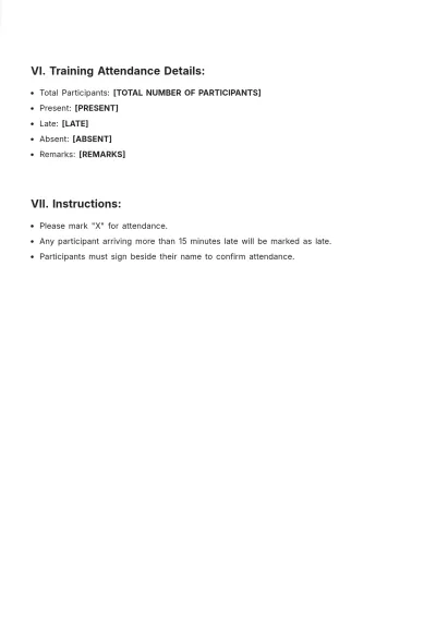 Free Training Attendance Roster Template to Edit Online