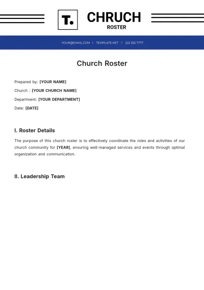 Free Church Roster Template to Edit Online