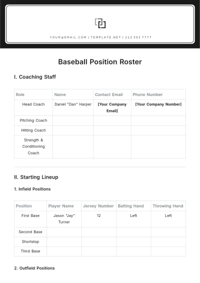 Free Baseball Position Roster Template to Edit Online | Template.net to Edit Online