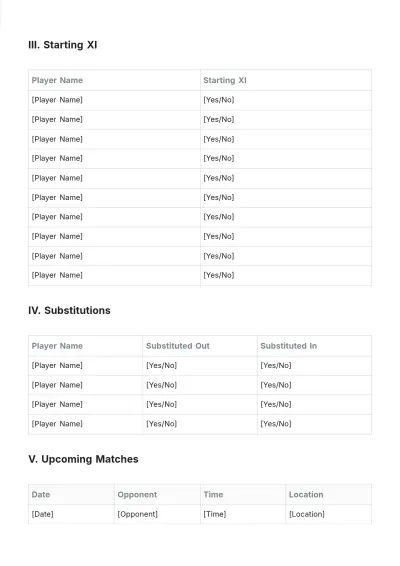 Free Soccer Game Roster Template to Edit Online