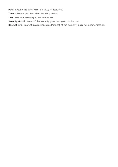 Free Office Security Guard Duty Roster Template to Edit Online
