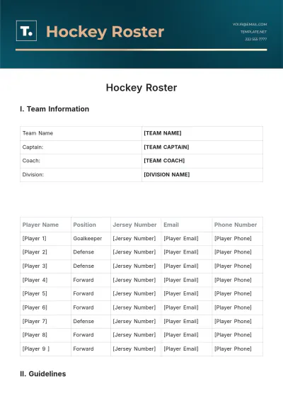 Free Hockey Roster Template to Edit Online