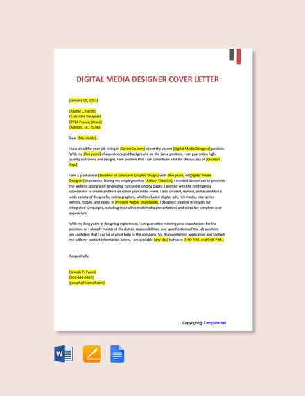 Digital Media Designer Cover Letter Template Google Docs Word Template Net