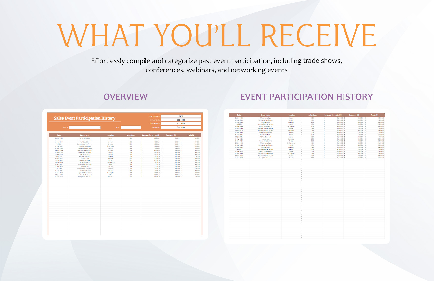 Sales Event Participation History Template