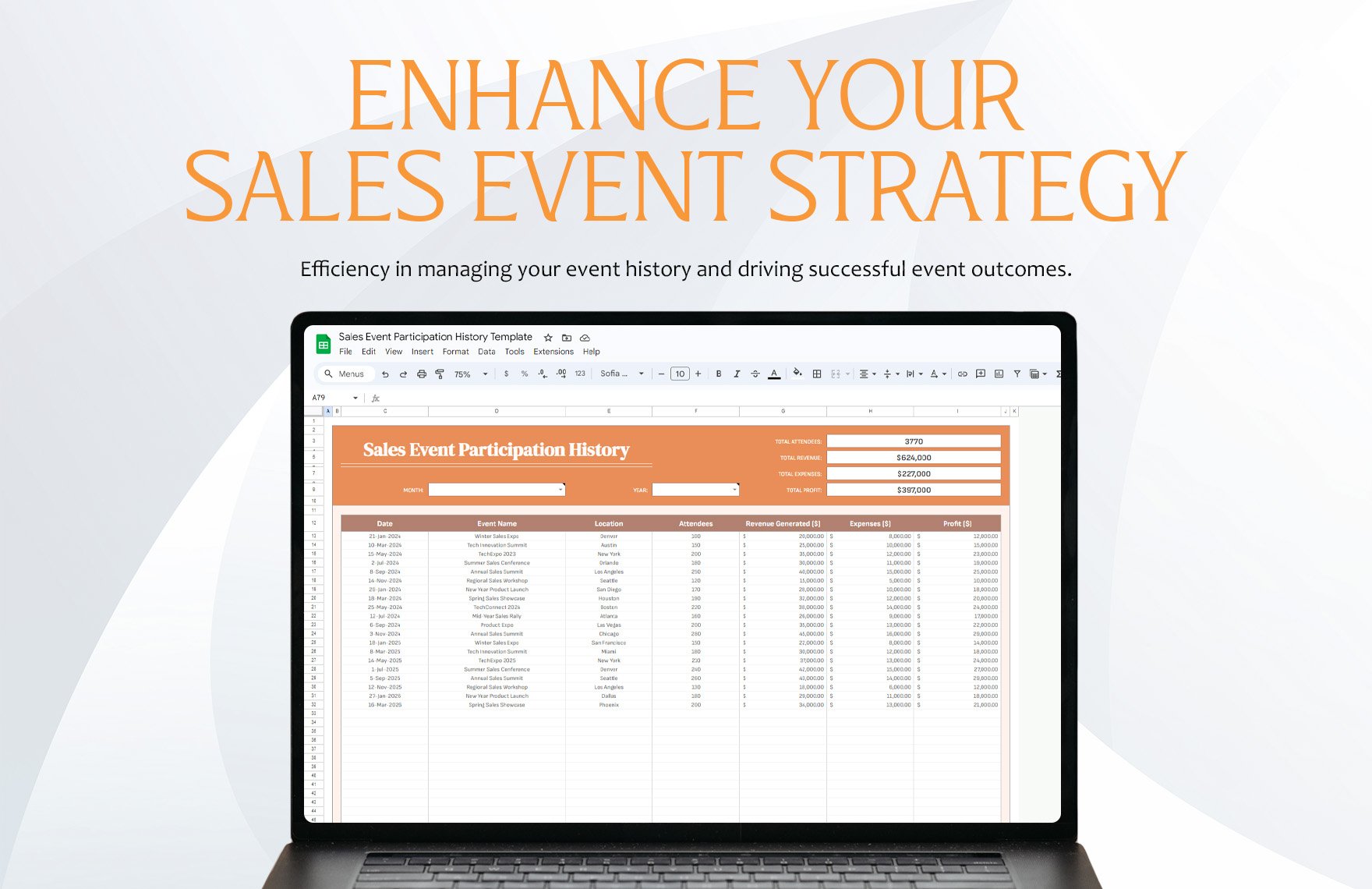 Sales Event Participation History Template