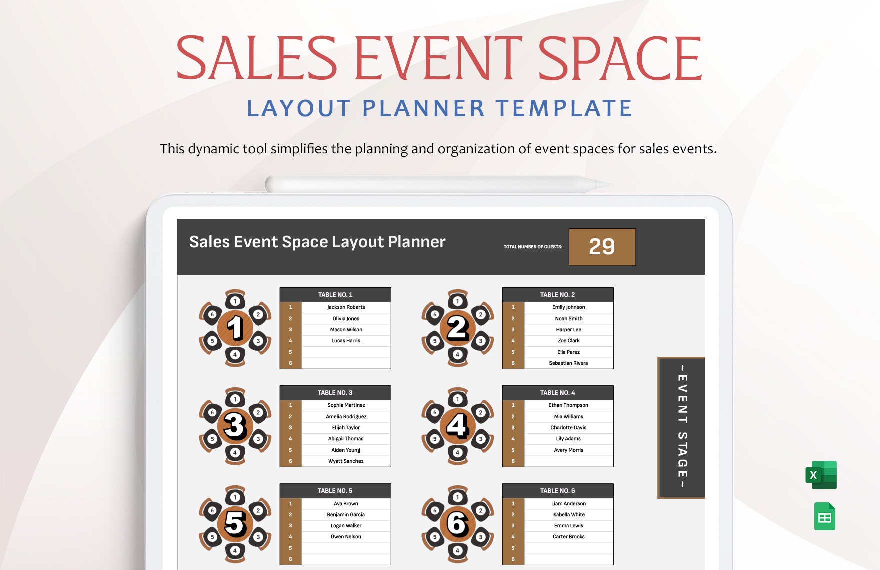 Sales Event Space Layout Planner Template in Excel, Google Sheets