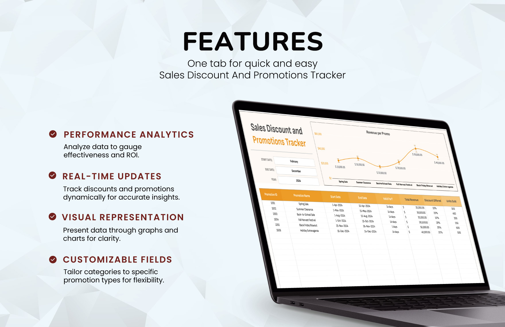 Sales Discount and Promotions Tracker Template