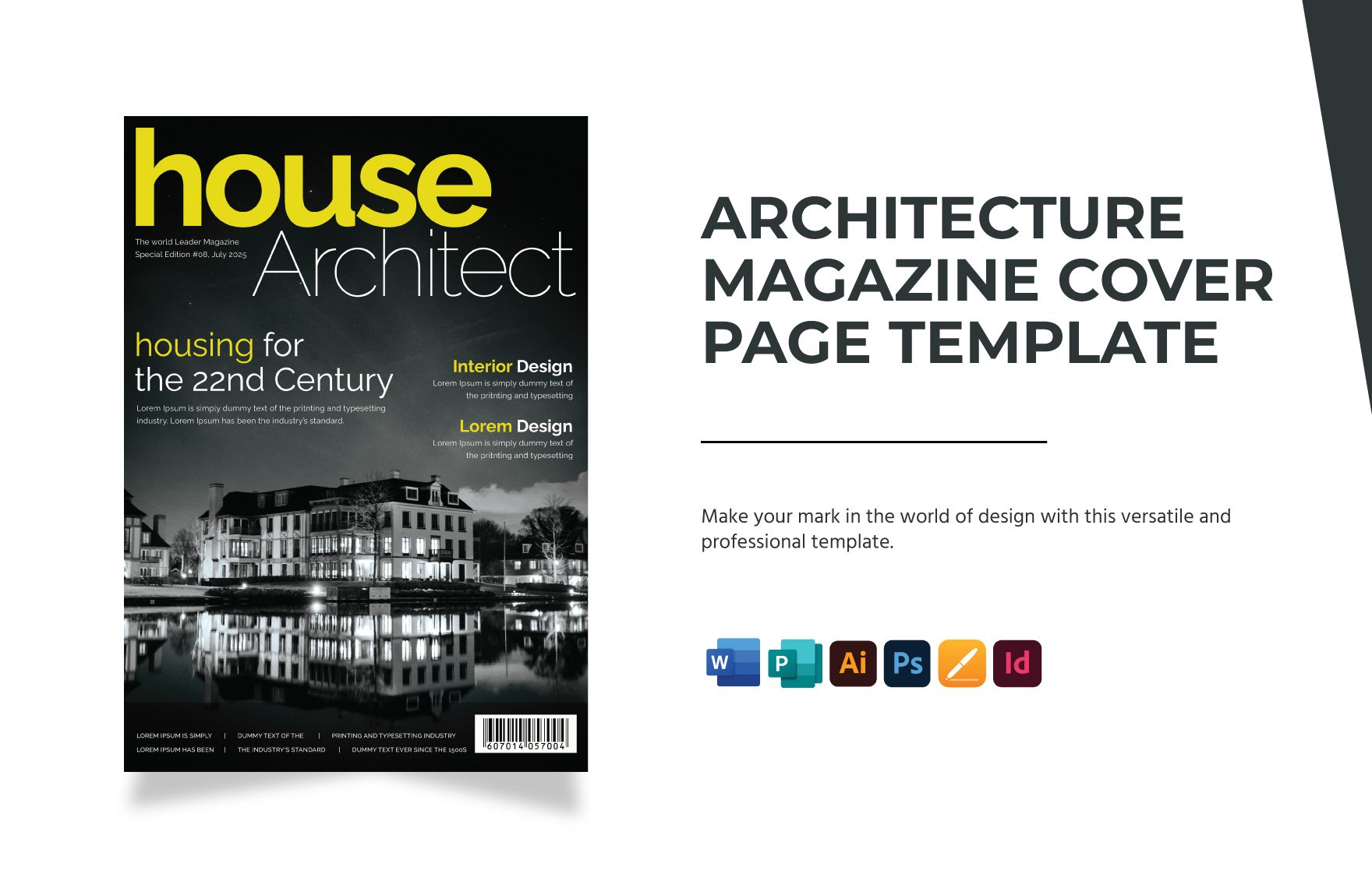 Architecture Magazine Cover Page Template in Word, Illustrator, PSD, Apple Pages, Publisher, InDesign