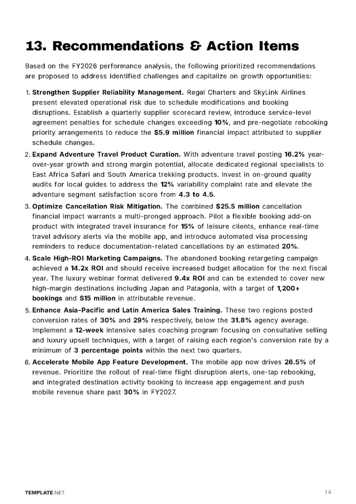 Free Travel Agency Business Report Template to Edit Online