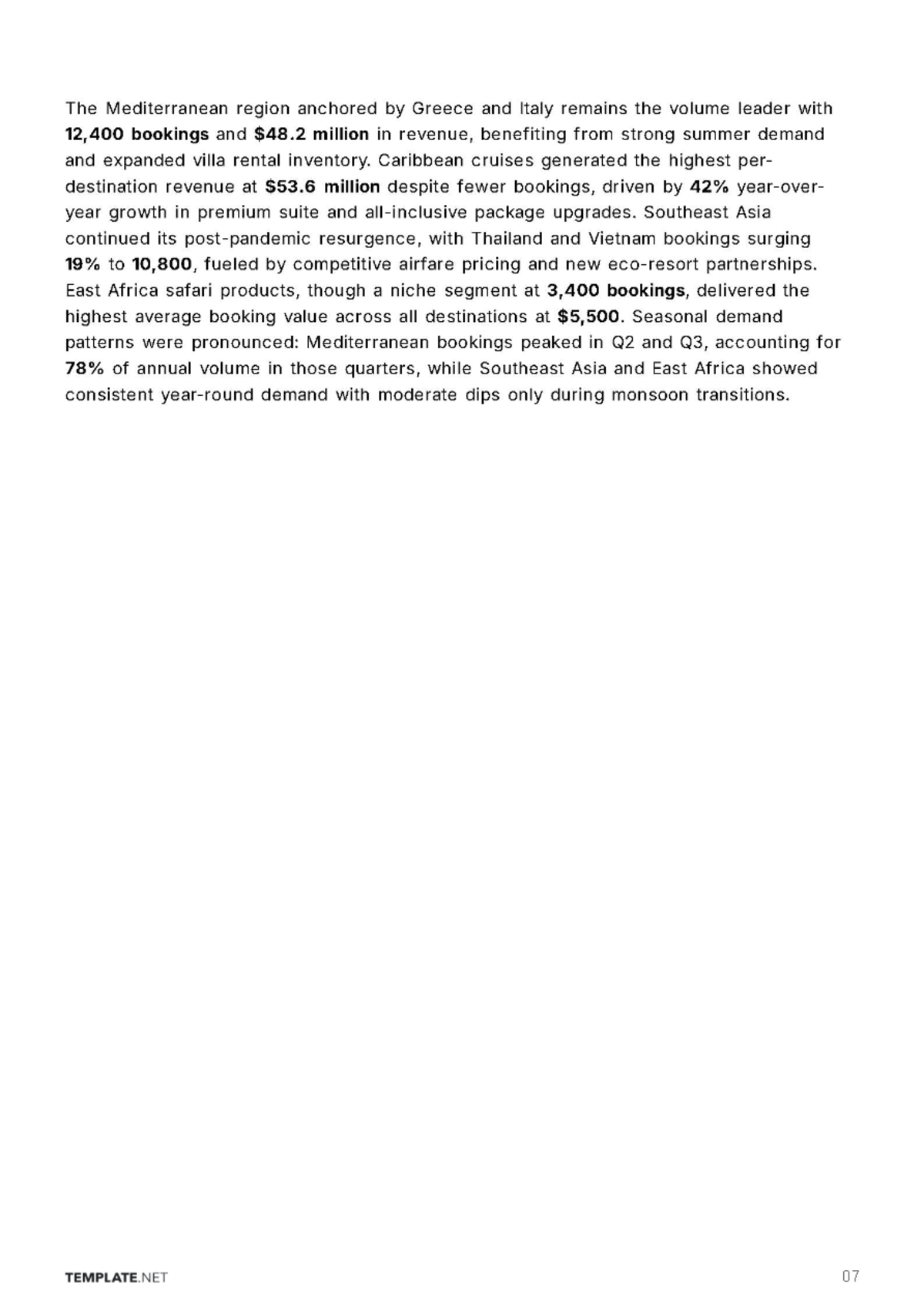 Free Travel Agency Business Report Template to Edit Online