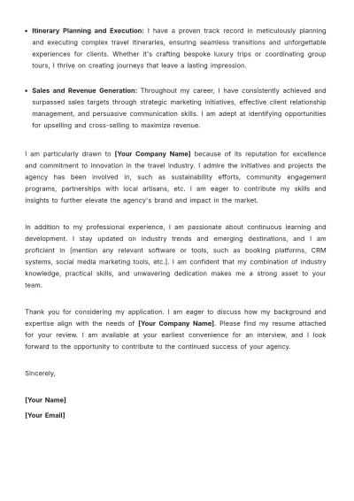 Free Travel Agency Application Cover Letter Template to Edit Online