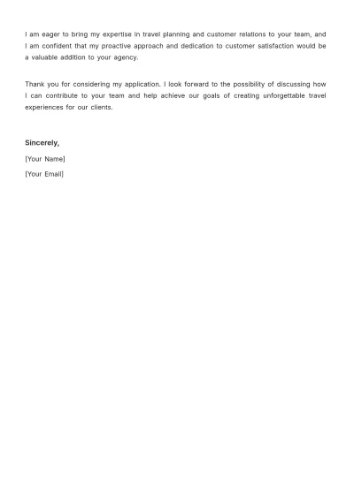 Free Travel Agency Employment Cover Letter Template to Edit Online