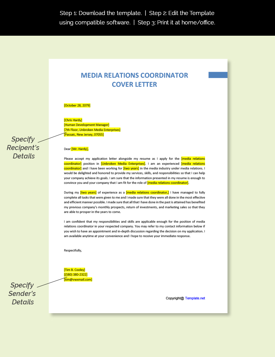 Media Relations Coordinator Cover Letter